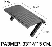 Полка кронштейн для приставки, ресивера, роутера. Черная, регулируемая, универсальная, крепление с возможностью установки сверху на телевизор