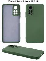 Защитный чехол на Сяоми Редми Ноут 11 силиконовый противоударный бампер для Xiaomi Redmi Note 11 с защитой камеры темно-зеленый