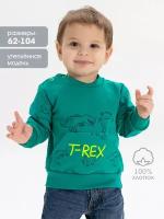 458161760 Джемпер (Свитшот) "T-REX" котмаркот мальчикам цвет зеленый размер 68