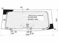 Стекло Заднее (Цвет Зеленый/ Обогрев) Kia Ceed 06-12 XYG арт. CEED-STW-1H RW/H/X