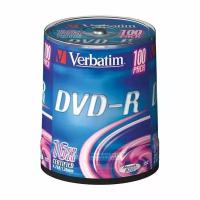 Носители информации DVD-R, 16x, Verbatim Azo Matt Silver, Cake/100, 43549