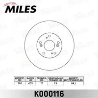 Диск тормозной HONDA CR-V II 16 05-06 / ACCORD 16 03- передний вент. D=300мм. K000116 MILES K000116