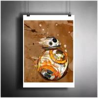 Постер плакат для интерьера "Фильм: Звездные Войны, BB-8. Star Wars" / Декор офиса, дома. Подарок A3 (297 x 420 мм)