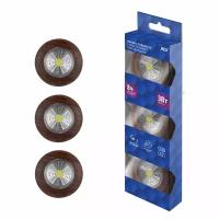 Светодиодный самоклеящийся фонарь-подсветка Rev Pushlight 3Pack дерево, COB 3 Вт, бат. 3xAAA