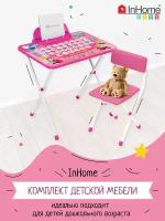 Складной столик и стульчик для детей с пеналом InHome INKFS2/Pink