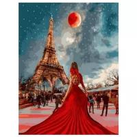 Картина по номерам Женщина, париж, космос 40х50