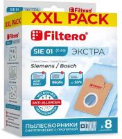 Пылесборник Filtero SIE 01 XXL PACK, экстра синтетические (8 шт.) + фильтр, для пылесосов Bosch, Siemens