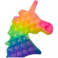 Тактильная успокоительная нажимная игрушка шарики Pop it единорог блестящий, разноцветный