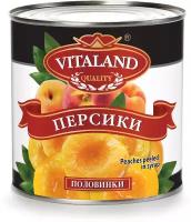 Персики 3100 мл./3000 гр. половинки очищенные в сиропе консервированные, Vitaland