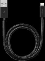 Дата-кабель Leather USB - Lightning, алюминий/экокожа, MFI, 1.2м, черный, Deppa 72266