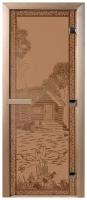 Дверь для бани "Банька в лесу бронза матовая" 1900х700 мм Правая (петли справа)