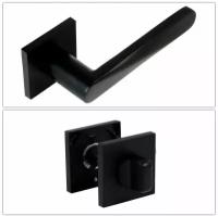 Комплект ручек для дверей Adden Bau LEDO_S-522_BLACK_W, черный (ручка + завертка WC)