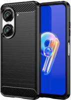 Накладка силиконовая для ASUS Zenfone 9 / ASUS Zenfone 10 карбон сталь чёрная