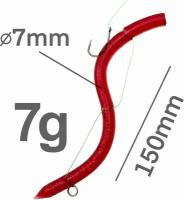 Силиконовая приманка для рыбалки, пиявка червь. Колеблющаяся снасть. Цвет красный
