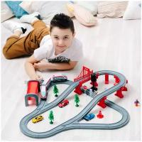 Железная дорога игрушка "Мой город, 80 предметов", на батарейках, G201-010