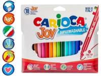 CARIOCA Фломастеры 18 цветов Carioca Joy, 2.6 мм, смываемые, увеличенный ресурс, суперяркие, европодвес