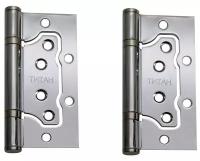 Петли дверные (2 шт) Титан 100x75x2.5 мм CP Блестящий хром (без вреза, накладные на левые и правые двери)