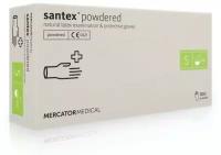 Перчатки латексные MERCATOR Medical Santex Powered, цвет: белый, размер S, 100 шт. (50 пар)