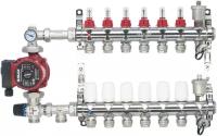 Комплект для тёплого пола на 6 контуров с насосом (Коллектор VR116-06AKN на 06 контуров, Насос циркуляционный, Евроконусы, Насосно-Смесительный узел VR204A)