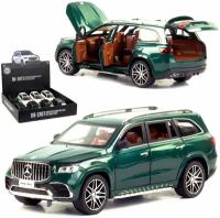 Машина Mercedes GLS AMG 1:24 металлическая 21 см со светом и звуком зеленый / зеленый