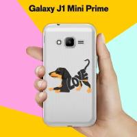 Силиконовый чехол на Samsung Galaxy J1 Mini Prime Черная такса / для Самсунг Галакси Джей 1 Мини Прайм