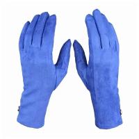 Перчатки элегантные женские "Сенсорный палец" иск.замша цвет голубые (размер: 6-8)