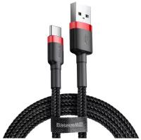 Кабель Baseus Cafule USB-A/USB-C 3A (CATKLF-A/CATKLF-B), 1 м, 1 шт., черный/красный