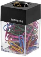 Скрепочница магнитная BRAUBERG со 100 цветными скрепками 28 мм, прозрачный корпус, 228401