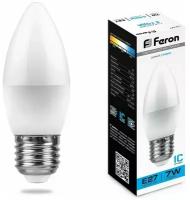 Светодиодная LED лампа Feron свеча C37 E27 7W(600Lm) 6400K 6K матовая 100x37 LB-97 25883