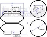 Пневмоподушка BAGONE 180 x 2 запрессованная крышка 180D1, D2600