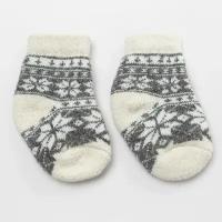 Стильная шерсть Носки детские шерстяные «Снежинка белая», цвет тёмно-серый, размер 14