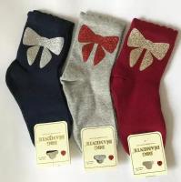 Носки DBG Diamente носки для девочки с глитером, детские носки, носки для девочек, 3 пары, размер 5-6г./24-26р, серый, красный