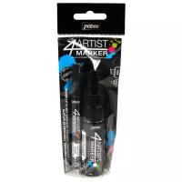 Набор художественных маркеров Pebeo 4Artist Marker, на масляной основе, 2 мм, 8 мм, 2 шт, перо круглое и скошенное, черный