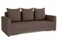 Прямой диван Первый Мебельный Олимп с подлокотниками Коричневый, велюр