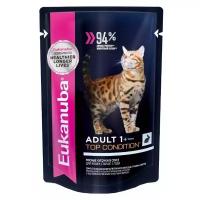 Влажный корм для кошек Eukanuba Top Condition Adult 1+ years, для здоровья кожи и блеска шерсти, с кроликом, 4 шт. х 85 г (кусочки в соусе)