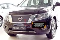 Зимняя заглушка решетки радиатора для Nissan Pathfinder 2014-2016 (IV дорестайлинг), шагрень (ZRNPF-041702)