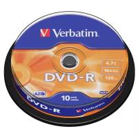 Диск DVD-R Verbatim 4.7 Gb, 16x, Cake Box (10), (10/200)