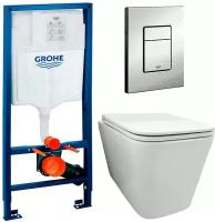 Инсталляция Grohe Rapid SL 38772001 + унитаз Fubini FB002 безободковый с сиденьем