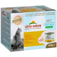 ALMO NATURE HFC NATURAL LIGHT MEAL набор банок для взрослых кошек с куриным филе 4 шт х 50 гр (1 шт)