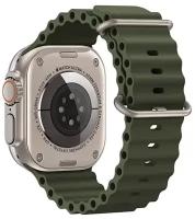 Ремешок Ocean Band для Apple Watch ULTRA 49mm, Series 1-8, SE, 42/44/45/49mm, хаки (зеленый), рифленый