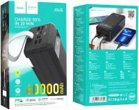 Внешний аккумулятор HOCO J86B Power Master, 60000 mAh, PD20W, SCP22.5W, LED дисплей, Лампа, Черный