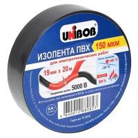 Изолента UNIBOB 19мм х 20 м, черная, 150 мкн