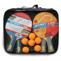Набор для настольного тенниса START LINE: 4 Ракетки Level 200, 6 Мячей Club Select, упаковано в сумку на молнии с ручкой
