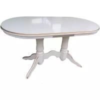 Белый деревянный стол из натурального дерева №12, 110(140)х70