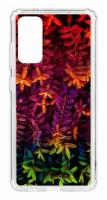 Чехол для Samsung Galaxy S20 FE Kruche Print Neon leaves, пластиковая накладка, силиконовый бампер с защитой камеры, защитный прозрачный кейс с рисунком