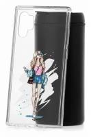 Чехол для Samsung Galaxy Note 10 Plus Kruche Print Fashion Girl, пластиковая накладка, силиконовый бампер с защитой камеры, прозрачный с рисунком