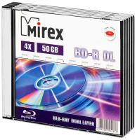 Диск BD-R DL 50 Gb Mirex 4x Slim box, упаковка 5 шт