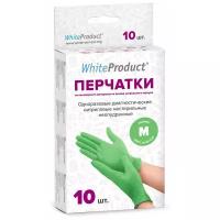 Перчатки нитриловые WHITE PRODUCT зеленые, размер M, 10 шт