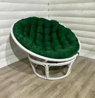 Кресло "Папасан" из натурального ротанга, белый цвет подушка зеленая
