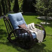Кресло-качалка, Плетеное кресло, Мебель из искусственного ротанга для отдыха, Садовая мебель, цвет — венге